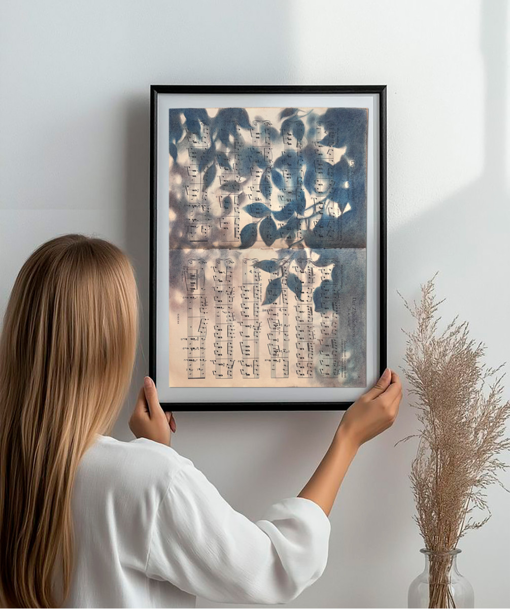 Silhouette Sonata No.2 — Leaf Shadows Over Vintage Strauss Score